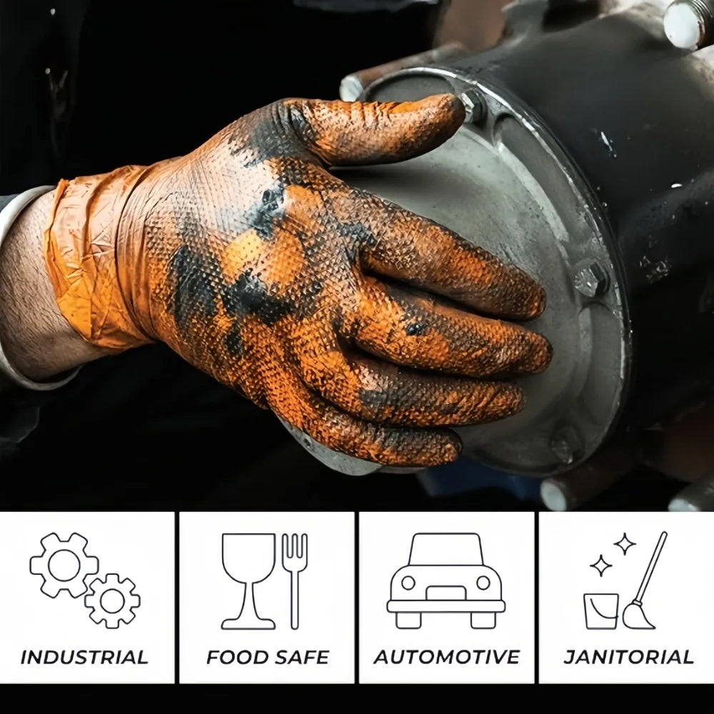 New Heavy Duty Nitrile Work Gloves Orange Disposible Latex Free PVC Gloves for Car Industry Gardening Care Cooking Tools Qme