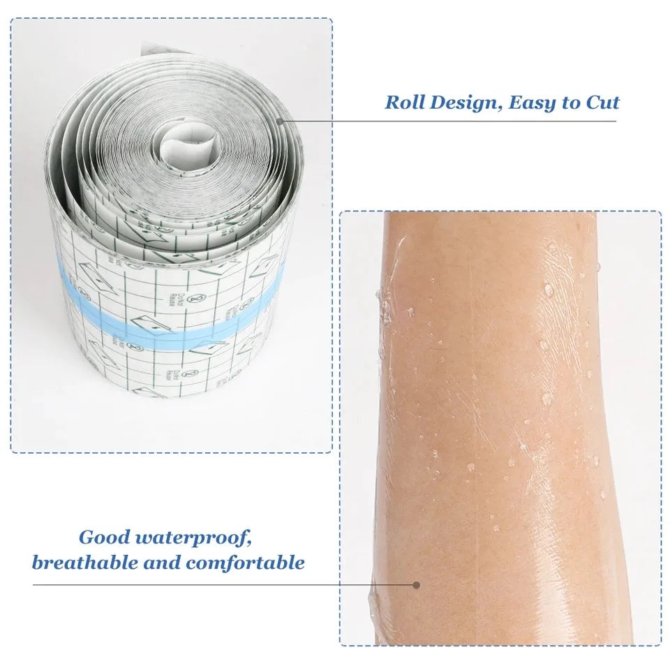 One Roll 5M Waterproof PU Bandages Disposable Transparent Stretchable Adhesive Bandages Protect Your Tattoos And Showers Qme