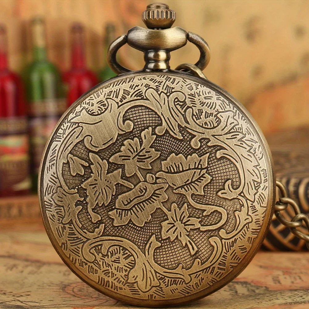 Steampunk Quartz Pocket Watch Retro Gearwheel Analog Necklace Chain Watch Sweater Clothing Accessory Gift For Women Men Qme