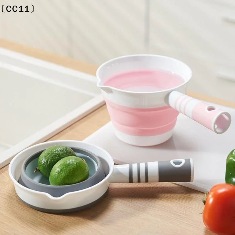Water Scoop Collapsible Silicone Ladle Antislip Handle Pour Spout Qme