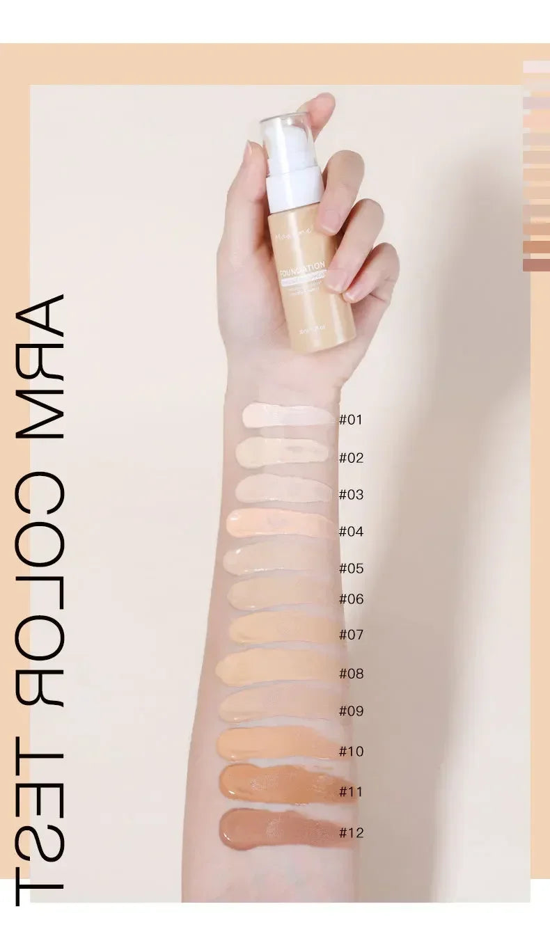 Matte Liquid Foundation Effective Concealer Waterproof Sweat-resistant Makeup Professional Light Thin Delicate Foundation Qme