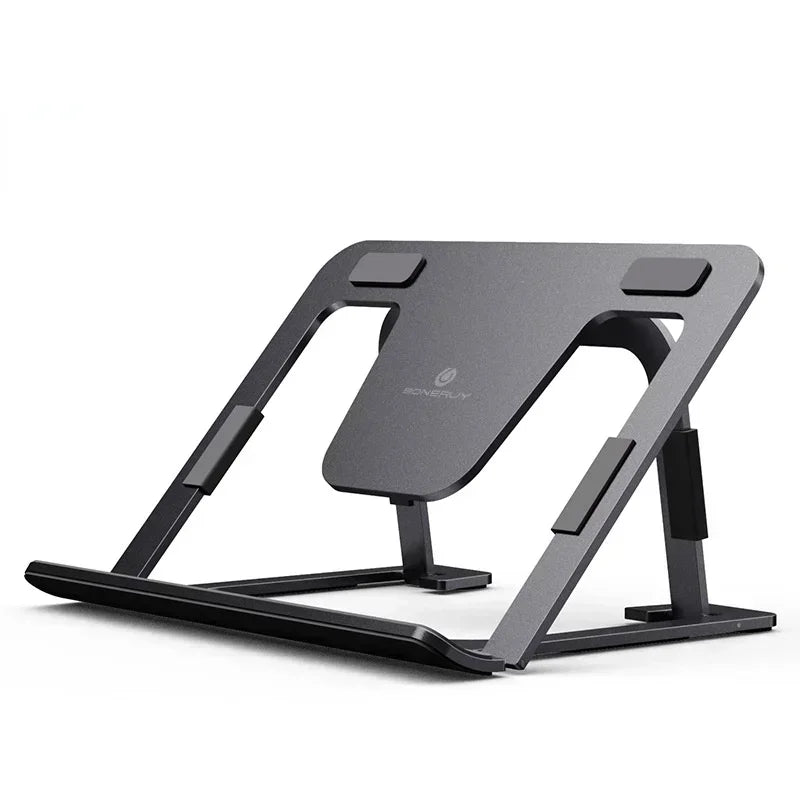 Aluminum Cooling Bracket for Laptop and Tablet Stands, Adjustable Non - slip Hollow Out Desktop Laptop Holder, Load 10kg Qme Gray