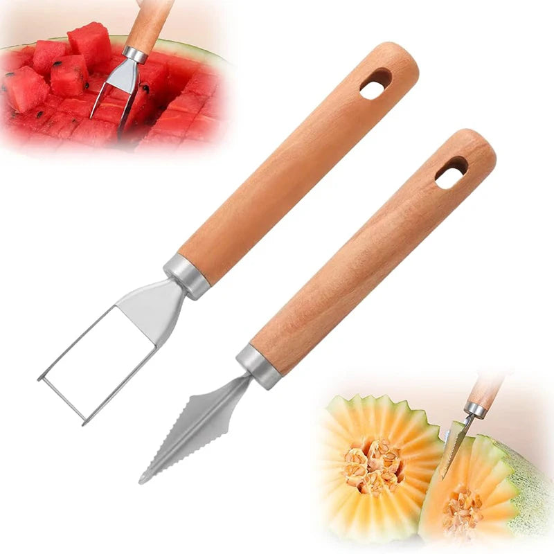 CC11Stainless Steel Watermelon Cutter Fruit Slicer Tool 3-in-1 Melon Qme A3