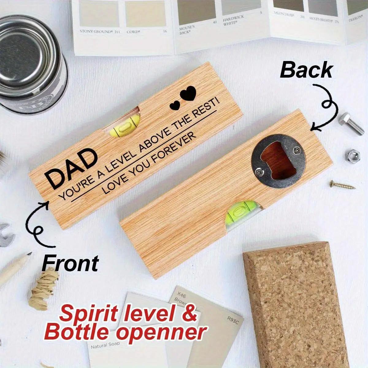 Level Tool Bottle Opener Engraved Above Rest Novelty Dad Husband DIY Qme 1Pc LOVE YOU FOREVER
