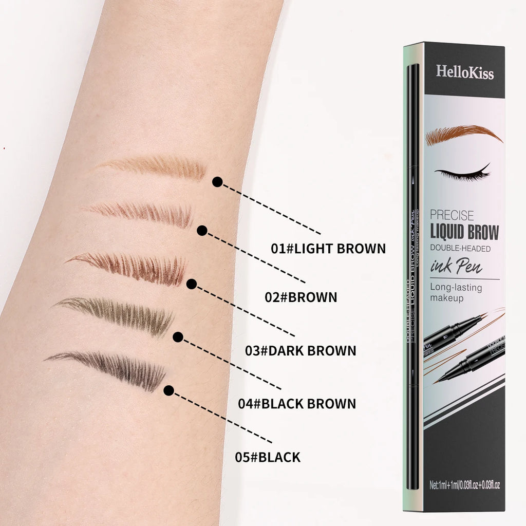 Curved Eyebrow Pen - Eyebrow Pencil, Brow Pencil 2-in-1 Dual-Ended Microblading Eyebrow Pen Qme
