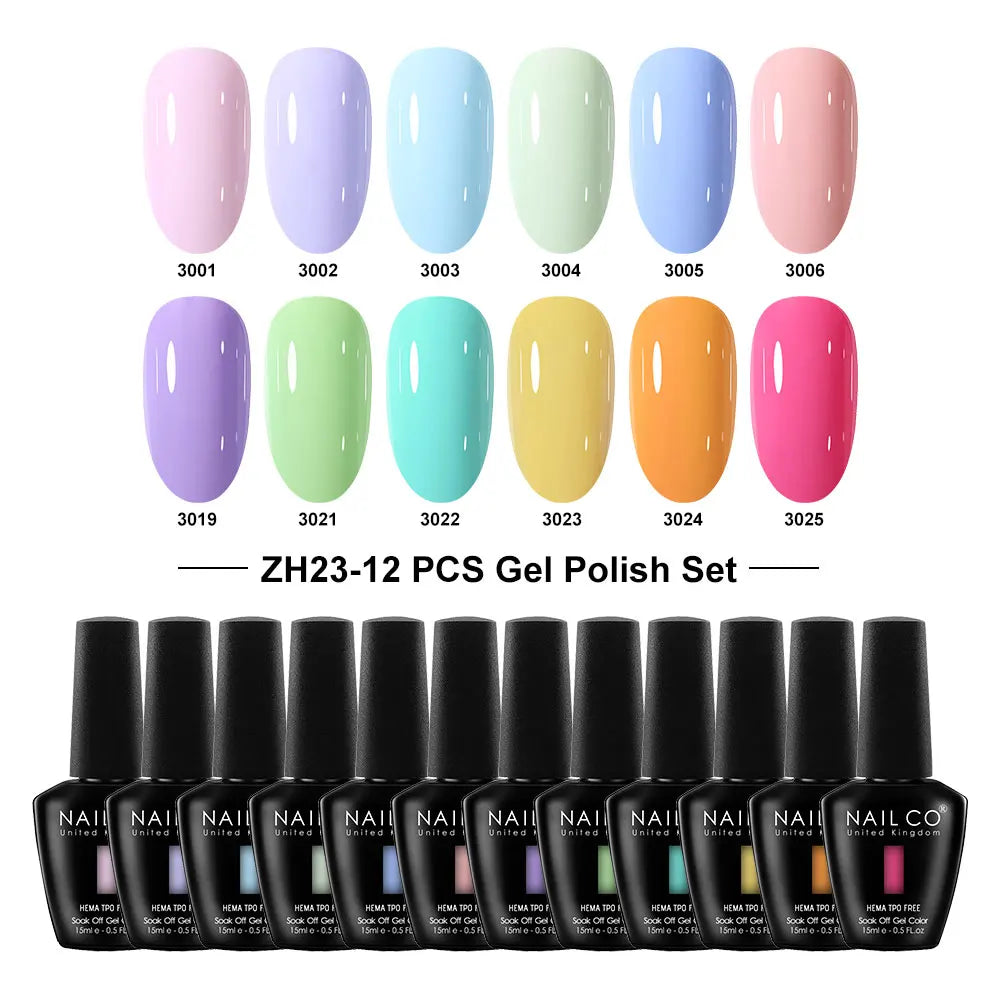 NAILCO Summer Macaroon Gel Nail Polish Semi Permanent UV Soak Off Art Qme NC-12H-ZH23