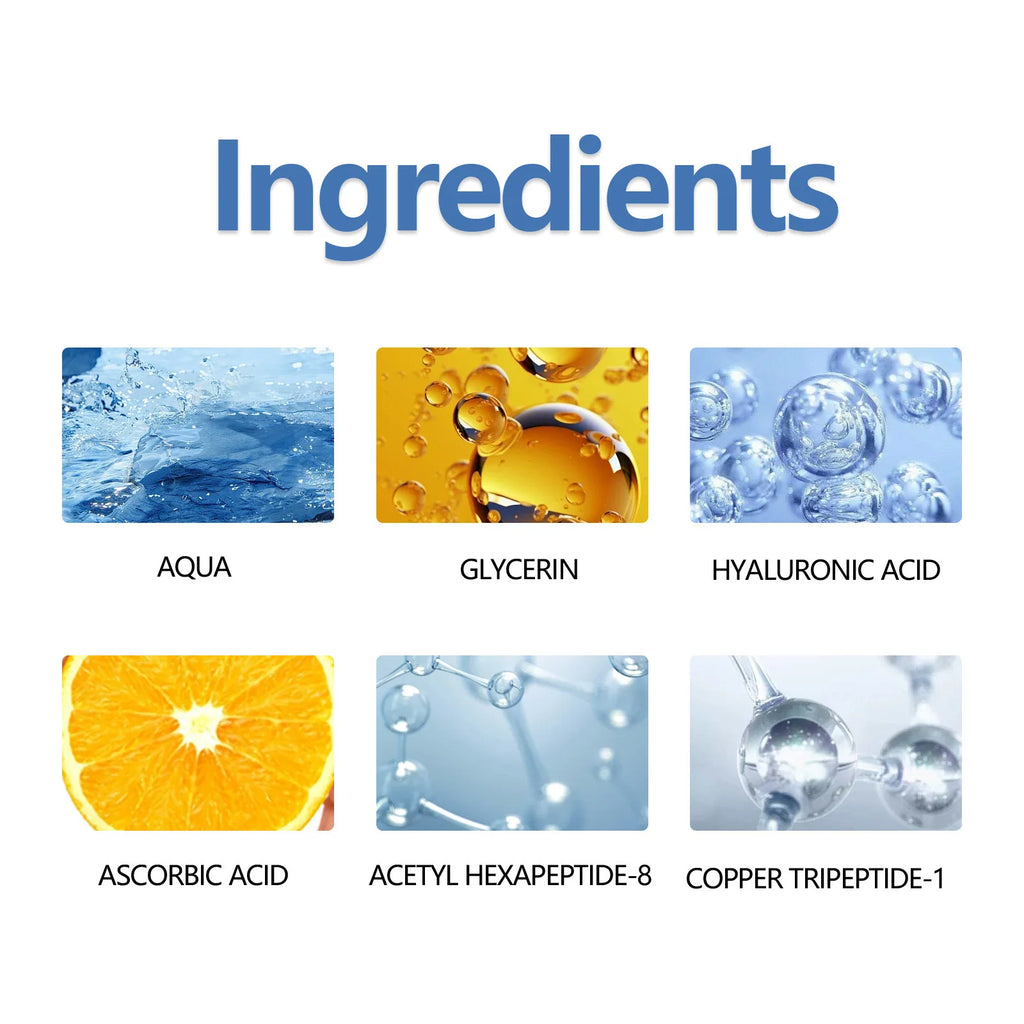 Blue Copper Peptide Serum Anti Wrinkle Shrink Pores Skin Care Rejuvenation Hyaluronic Acid Brightening Spot Moisturizing Serum Qme
