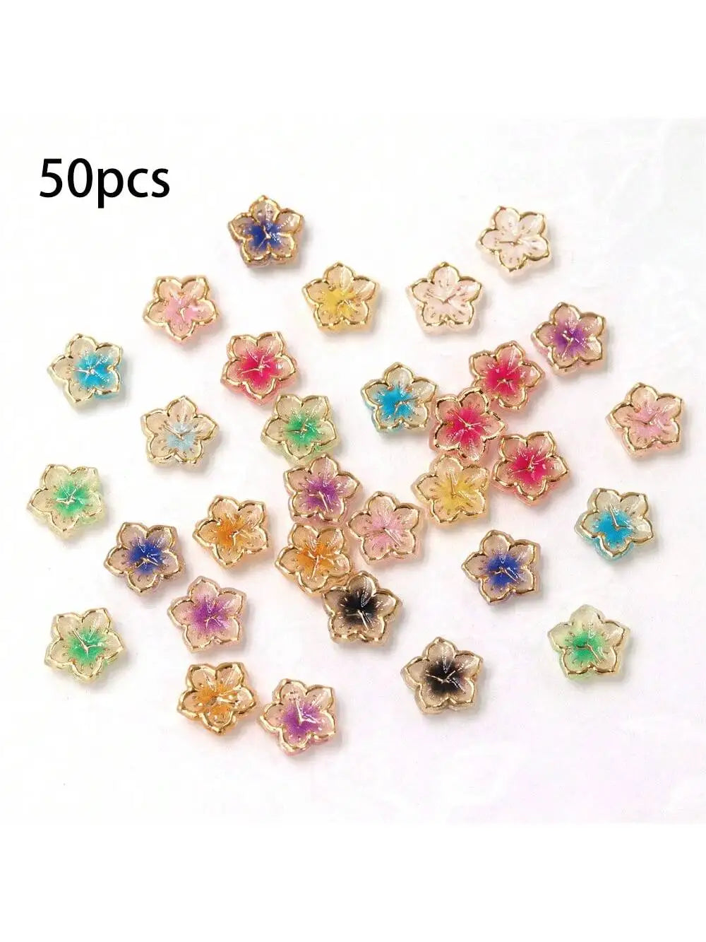 Luminous Ice Flowers Nail Charms Translucent 3D Resin Floral Petals Qme flower 50pcs