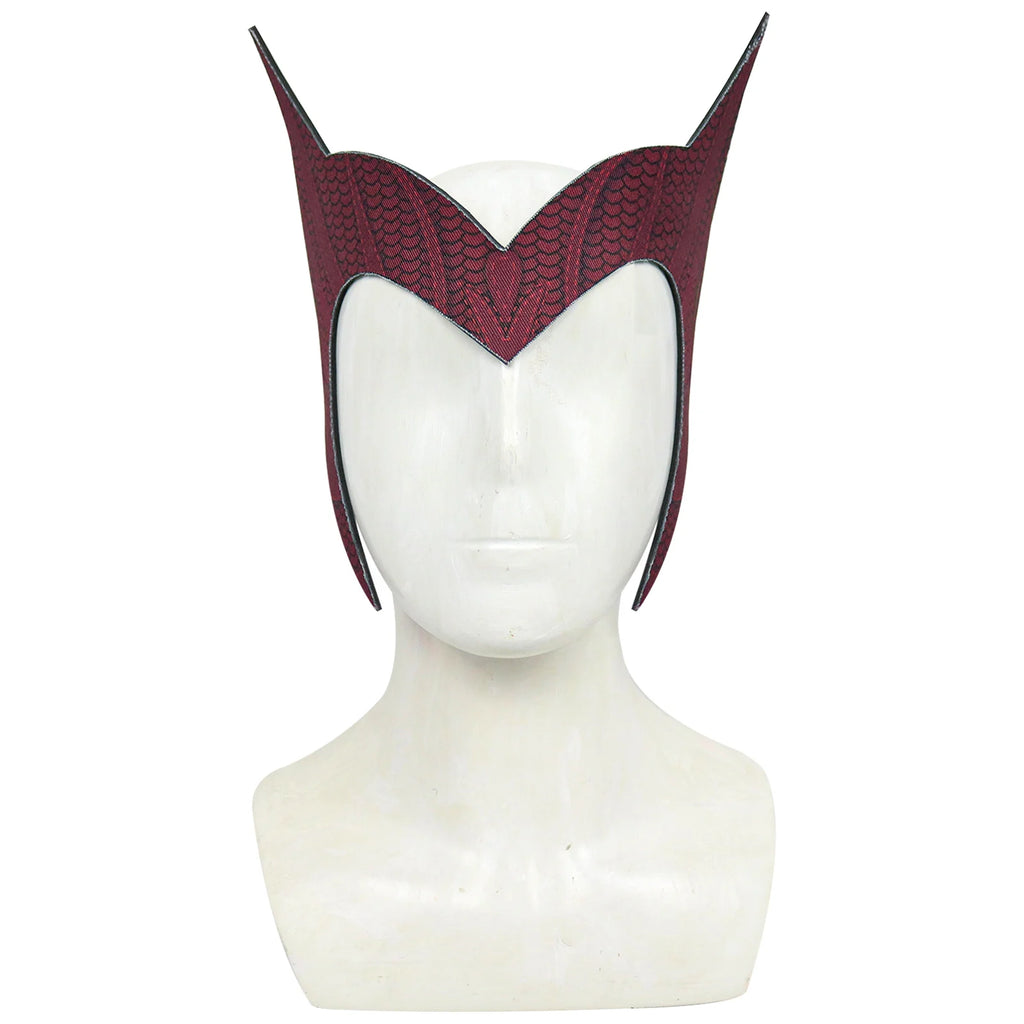 Superhero Scarlet Witch Cosplay Headband Mask Leather Headwear Face Cover Halloween Costumes Party For Adult Cosplay Props Qme