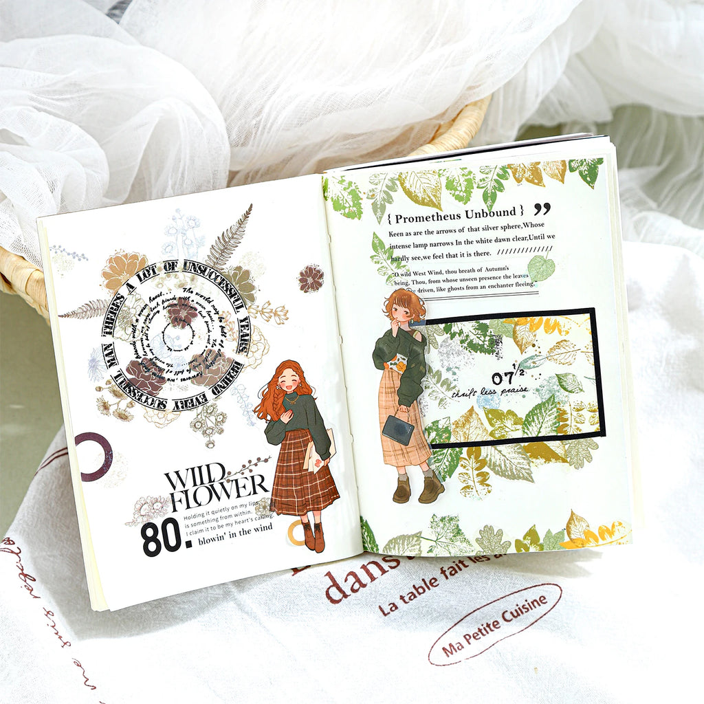 1 Roll Plant Leaf Theme PET Tape for Journal DIY Scrapbooking Collage Phone Case Notebook Decoration Qme