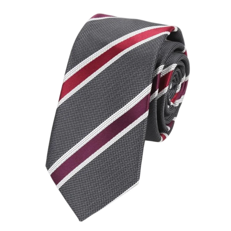 Women Men's Luxury Tie Classic 6cm Jacquard Burgundy Stripes Necktie Daily Wear Cravat Wedding Dress Accessories Gifts for Man Qme Silver
