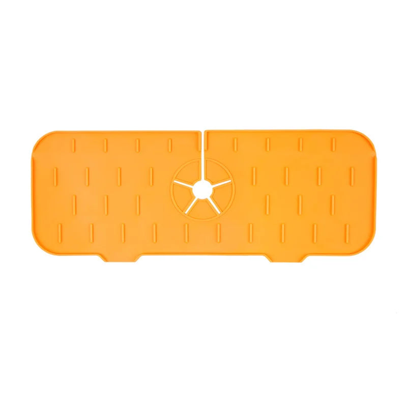 Kitchen Silicone Faucet Mat Water Ripples Faucet Water Catcher Mat Large Sink Splash Pad Countertop Protector Bathroom Gadgets Qme orange