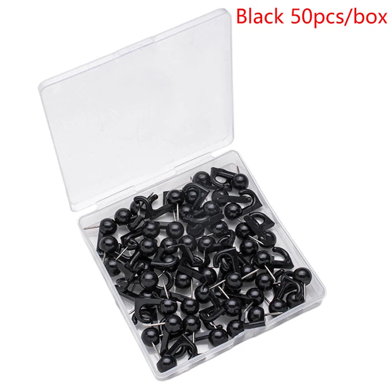 Thumb Tacks Hook Back Push Pins Cork Board Black Transparent Plastic Qme B