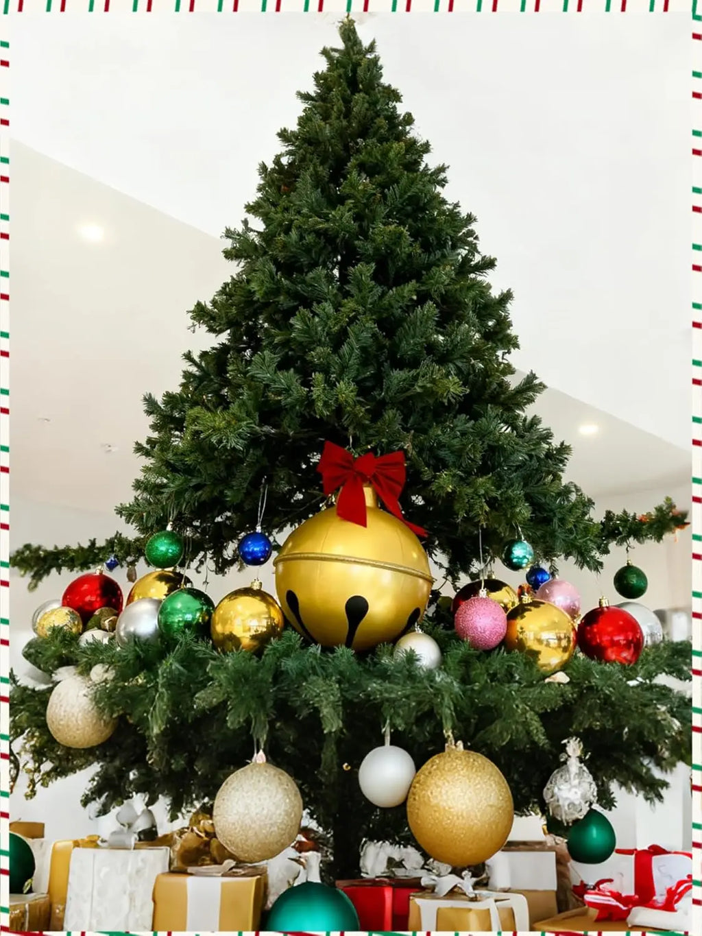 23.6-Inch Inflatable Christmas Ball with Bell Sound Outdoor Yard Fun Decoration Christmas Decorations Inflatable Bell Ornament Qme