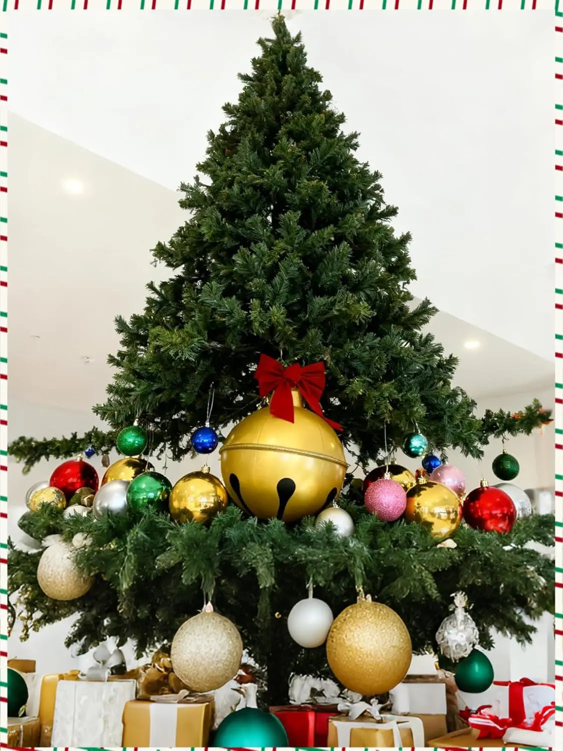 23.6-Inch Inflatable Christmas Ball with Bell Sound Outdoor Yard Fun Decoration Christmas Decorations Inflatable Bell Ornament Qme