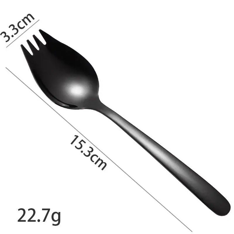 Household Salad Spoon Fruit Fork Soup Portable Cutlery Stainless Qme A5