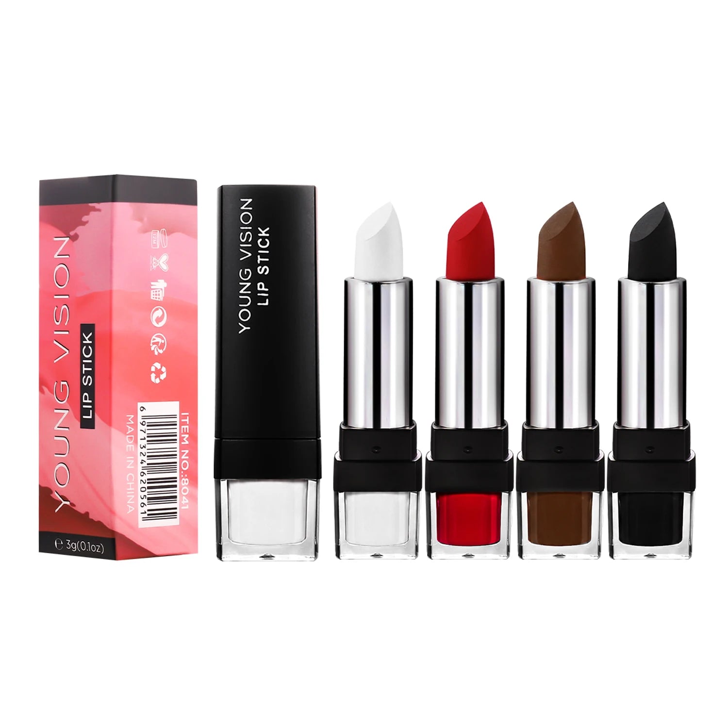 Gothic Dark Night Lipstick Waterproof Long-lasting White Black Dark Red Brown Velvet Matte Lip Tint Cosplay Makeup Lip Cosmetics Qme