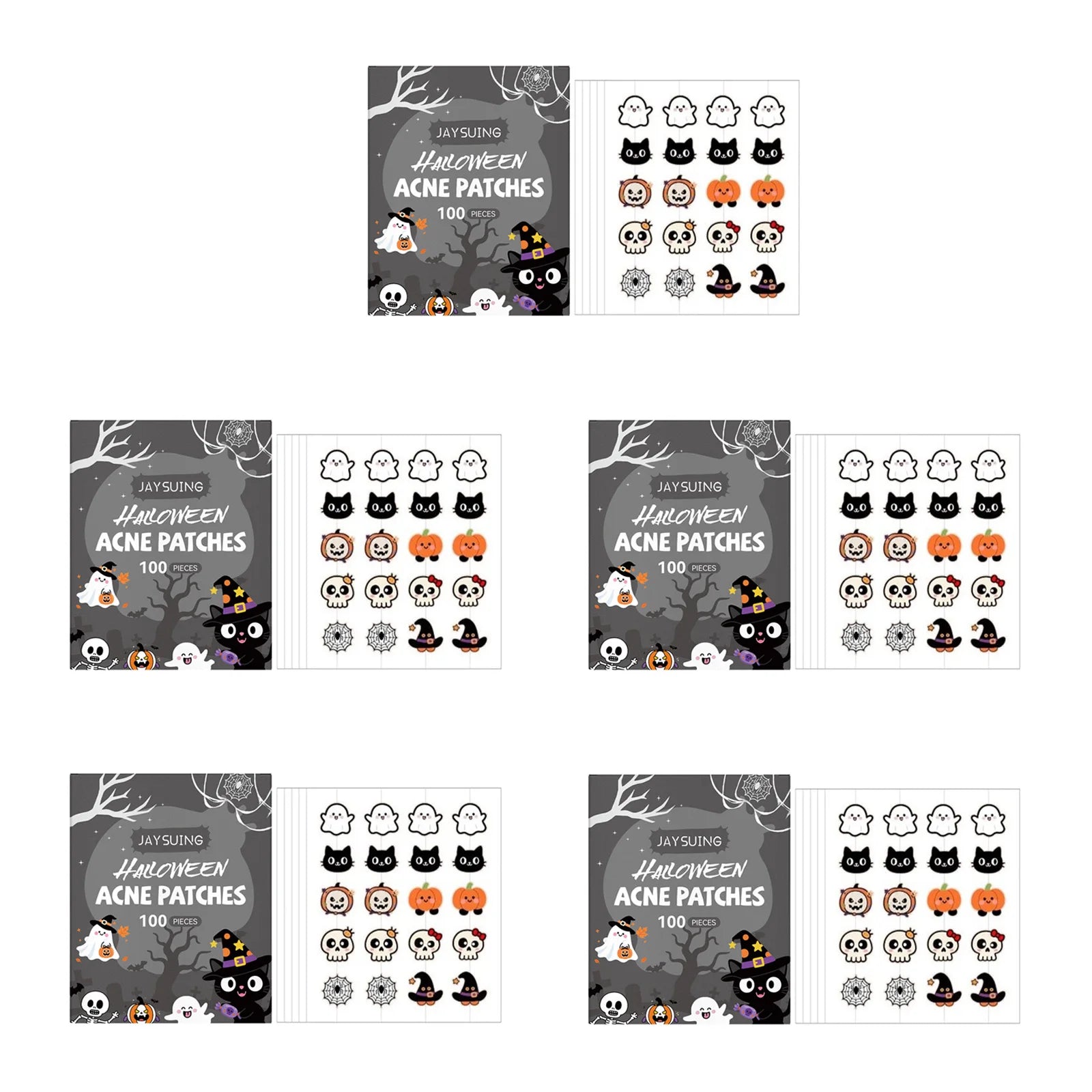 100pcs Halloween Acne Patches Soothing Repair Patch Pumpkin & Bat Shapes Breathable Invisible Acne Spot Cover Skin Care Qme 5 x 100pcs Boxed