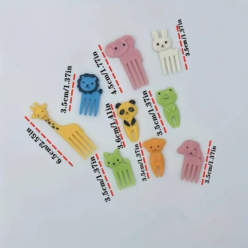 Animal Farm Fruit Fork Mini Cartoon Children Snack Cake Dessert Food Pick Toothpick Bento Lunches Party Decor Random Color Qme