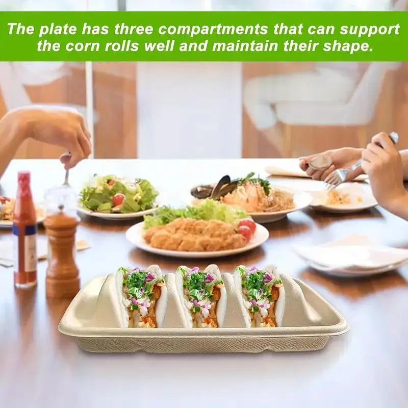 Disposable Taco Plates 3 Compartments Serving No Messy Dining Qme