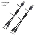 2PCS USB to DC5521 1 to 2 Power Cable Male to DC5525 Female Plug 2-Way Power Cord Qme Male