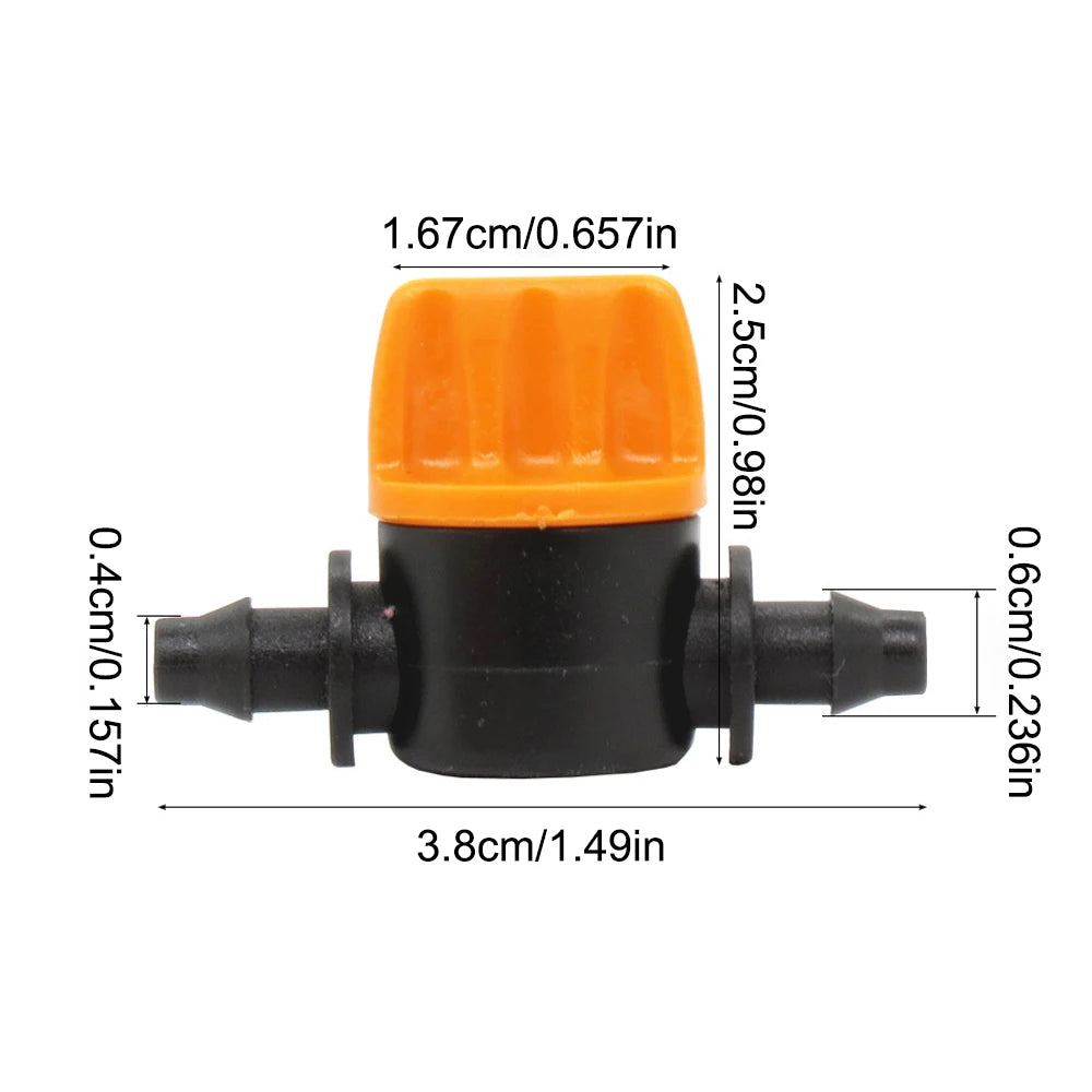 20PCS Pvc Pipe Through Valve Irrigation Double Barb Mini Valve Drip Irrigation Capillary Mini Switch Valve Qme