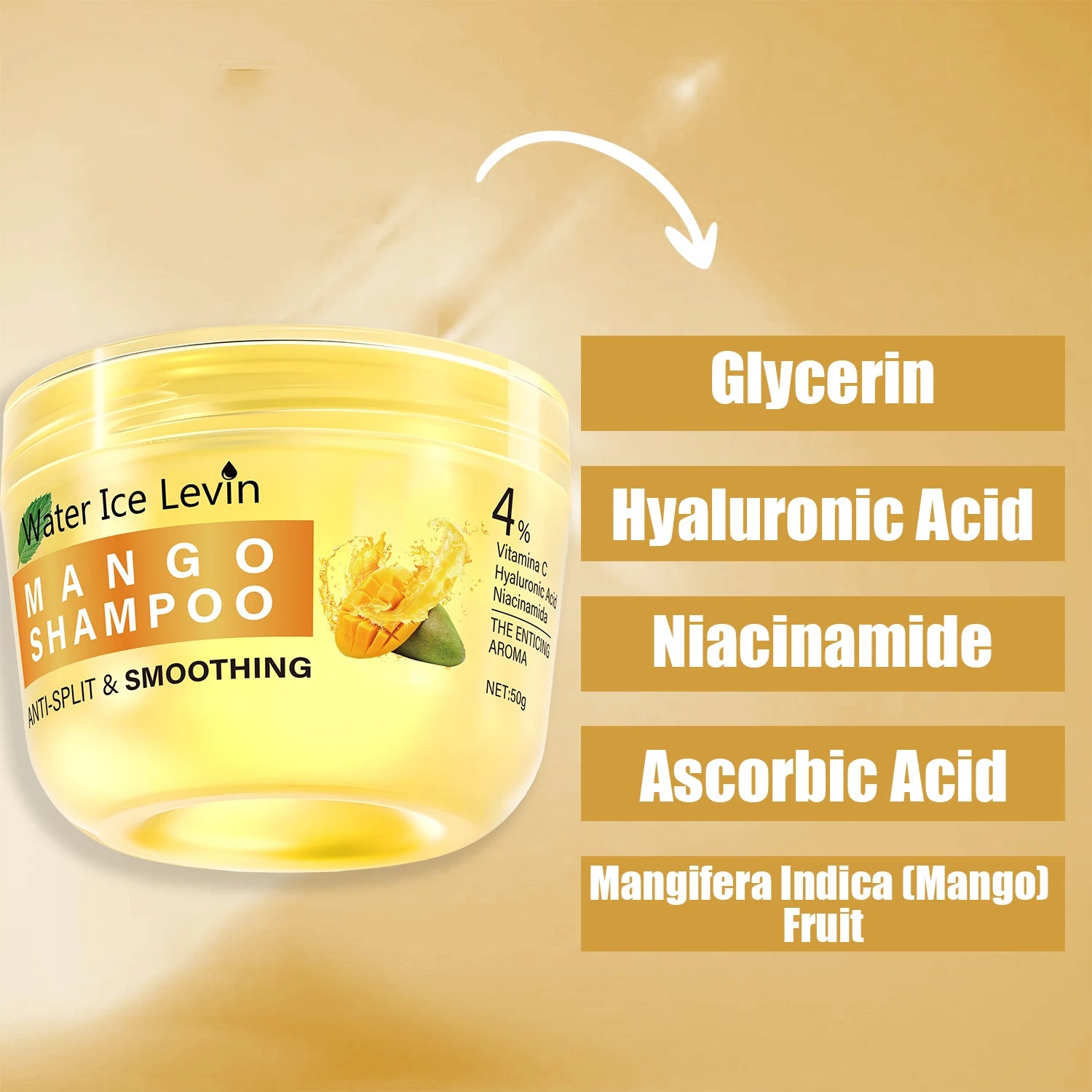 Mango Hyaluronic Acid Shampoo, Deep Care for Frizz Control and Moisture Retention, Nourishes with Mango Fragrance, Makes Hair Soft and Shiny Qme