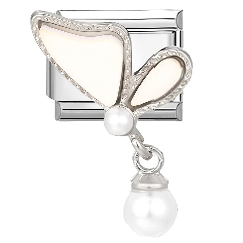 Y2k Italian Charm Silver Color Bracelet Series Blue Stars Zircon Bowknot Pearl Heart Hand Making DIY Chain Shiny Pendant Jewelry Qme Style 5