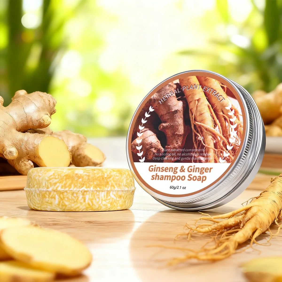 Ginseng Ginger Solid Hair Soap Refreshing Oil Control Cleaning Bubble Qme 60g