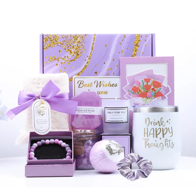 Gifts for Ladies ,Mom, Wife,Girlfriend, Sister-Happy Birthday,Christmas,Valentine's Day,Mothers Day-Lavender Spa Gift Basket Set Qme