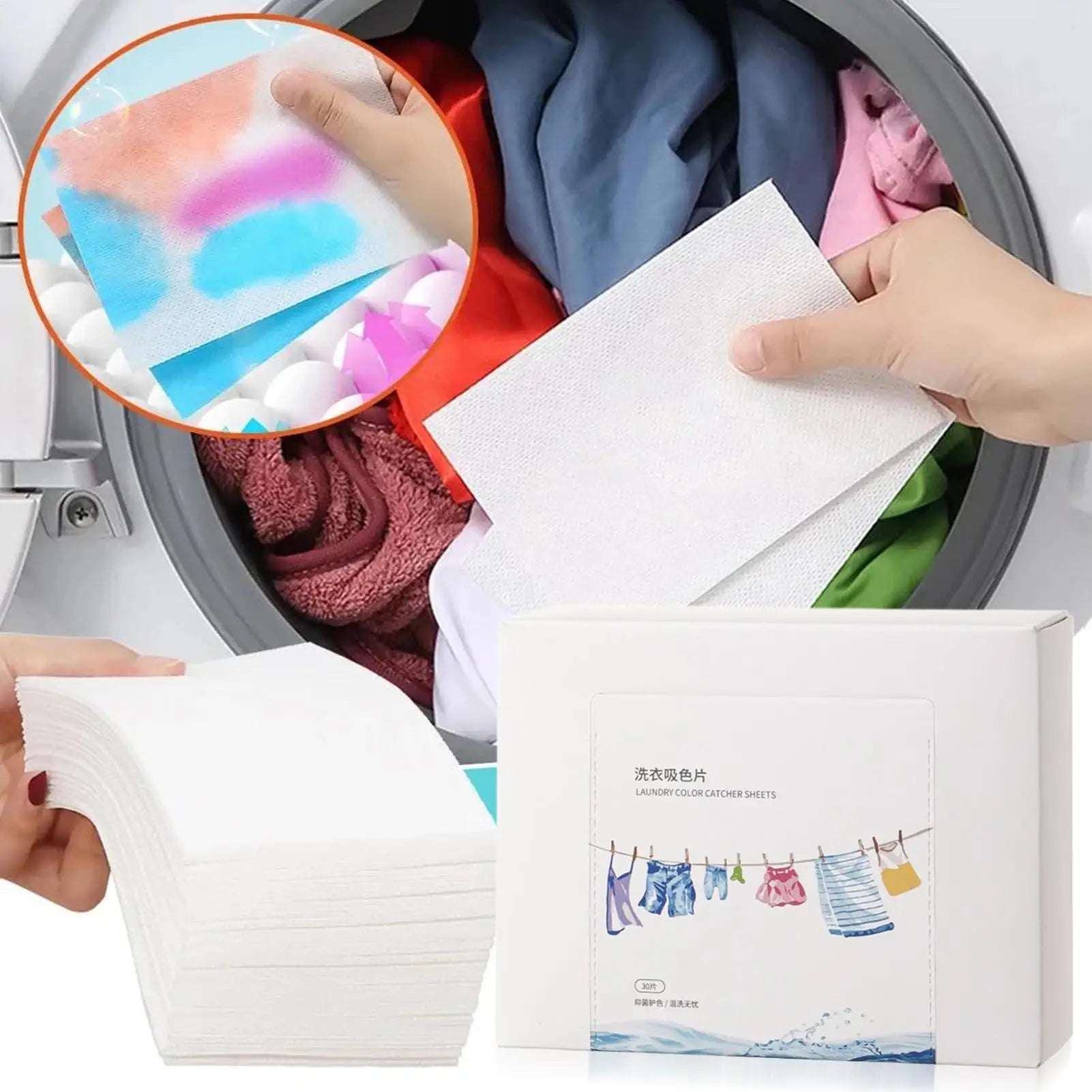 Catcher Laundry Sheets 30-Count Run Remover Household Supplies Fabric Qme