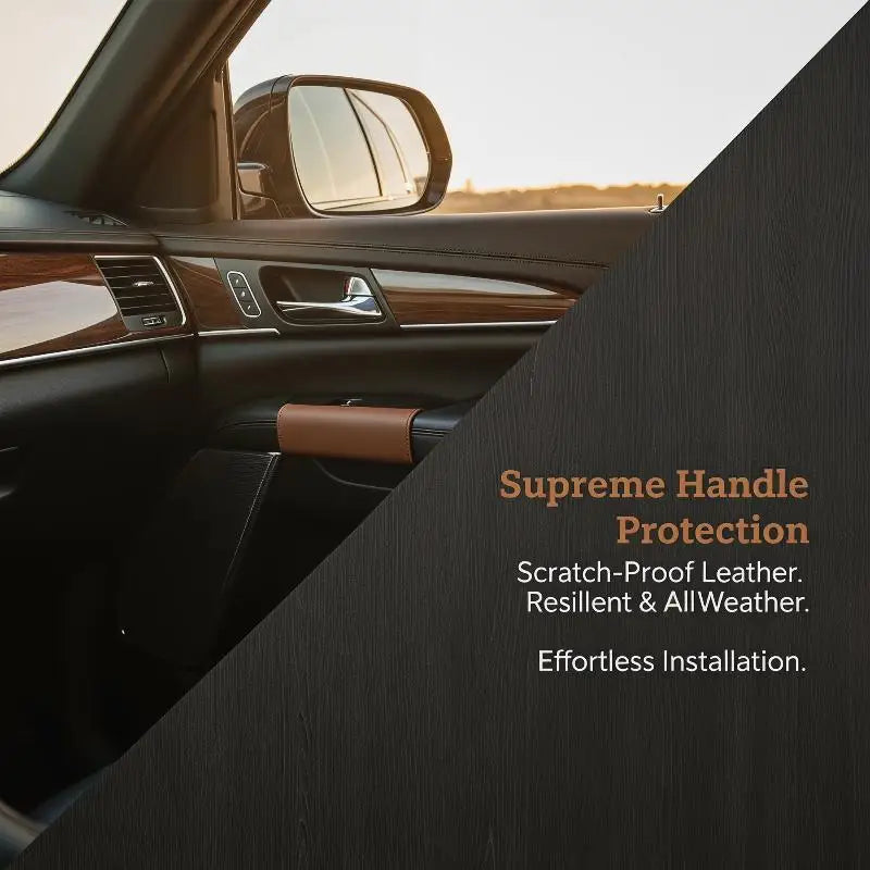 Car Door Inner Handle PU Leather Cover Protective Case Styling Qme