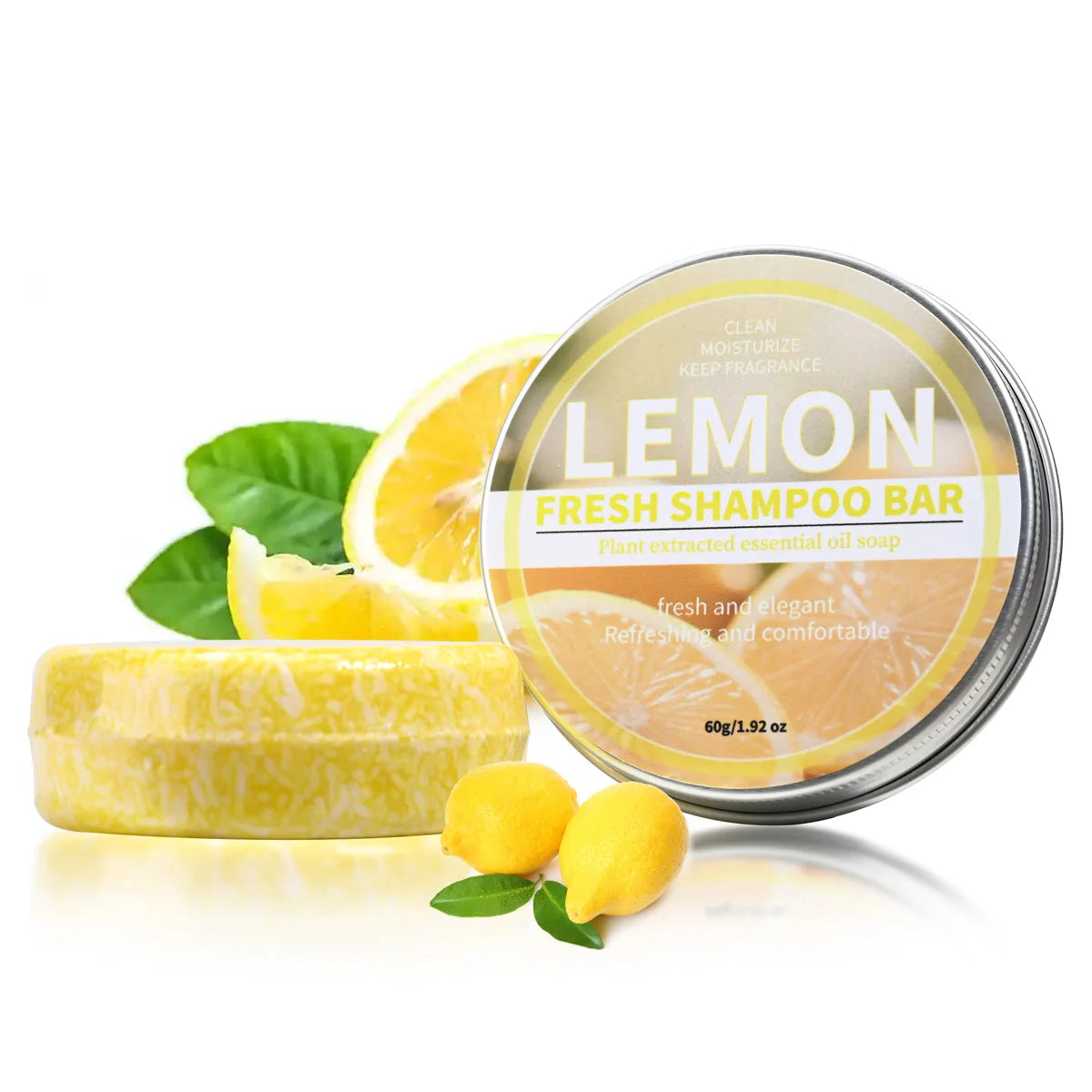 Lemon Essential Oil Shampoo Bar Fresh Fruit Essence Hair Care Soap Qme