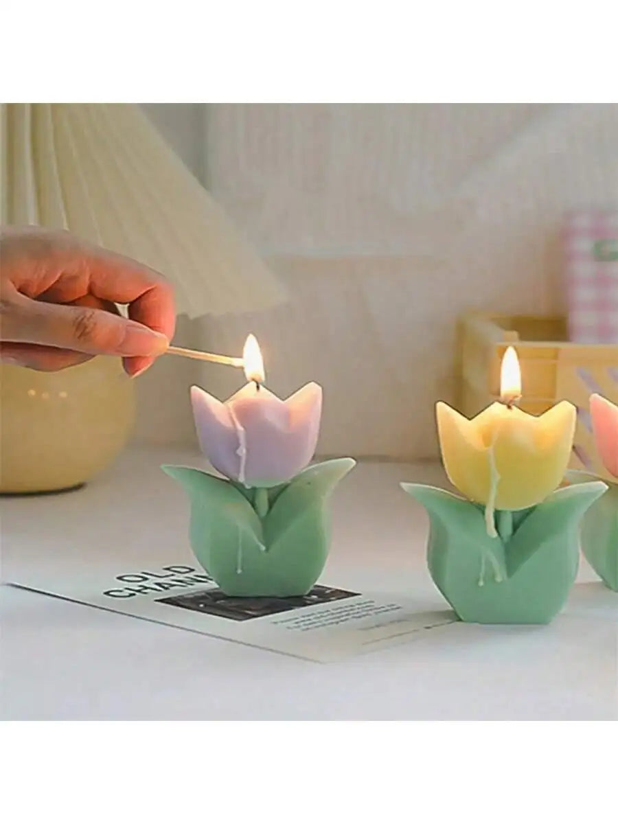 Colorful Tulip Scented Candle Suitable Valentine's Day Gifts Home Qme
