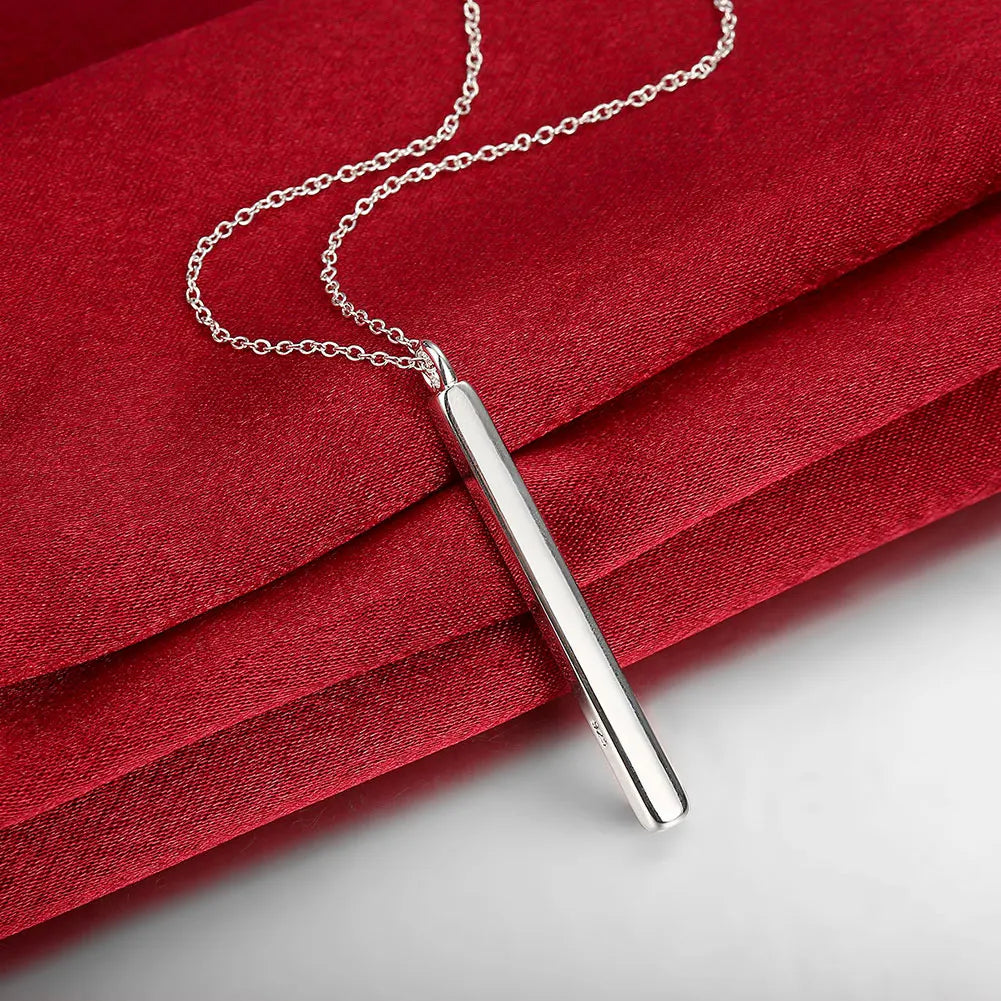 Trending 925 Sterling Silver Pretty Geometry Pendant Necklace for Women Charms Gifts Party Fashion Brands Jewelry Qme Silver 60cm
