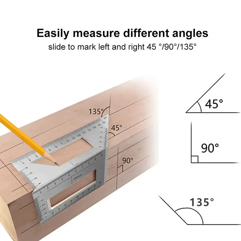 Square Angle Ruler Marking Gauge Carpenter Tool Multifunctional 45 90 Qme