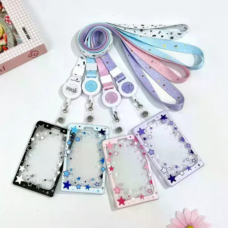 Star Sliding Cover Card Holder Transparent Portable ID Protector Kpop Qme