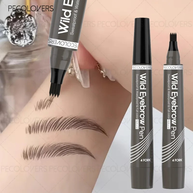 Multi-color Four-pronged Eyebrow Pencil, Liquid Eyebrow Pencil, Defined Eyebrows, Waterproof and Sweatproof, Eyebrow Cosmetics Qme