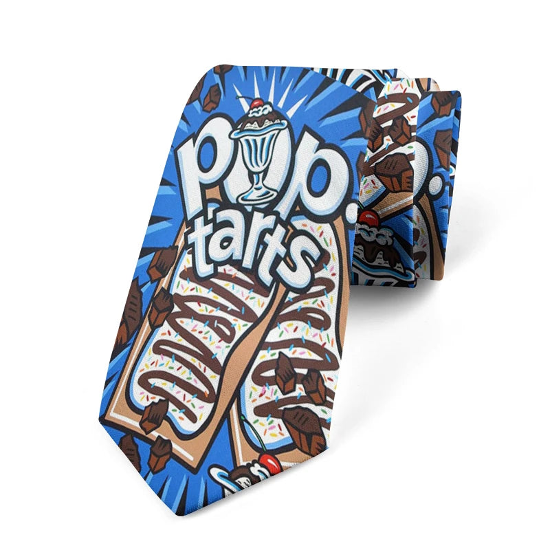 Novelty Interesting Food Printed Tie Fashionable Potato Chips Qme style1