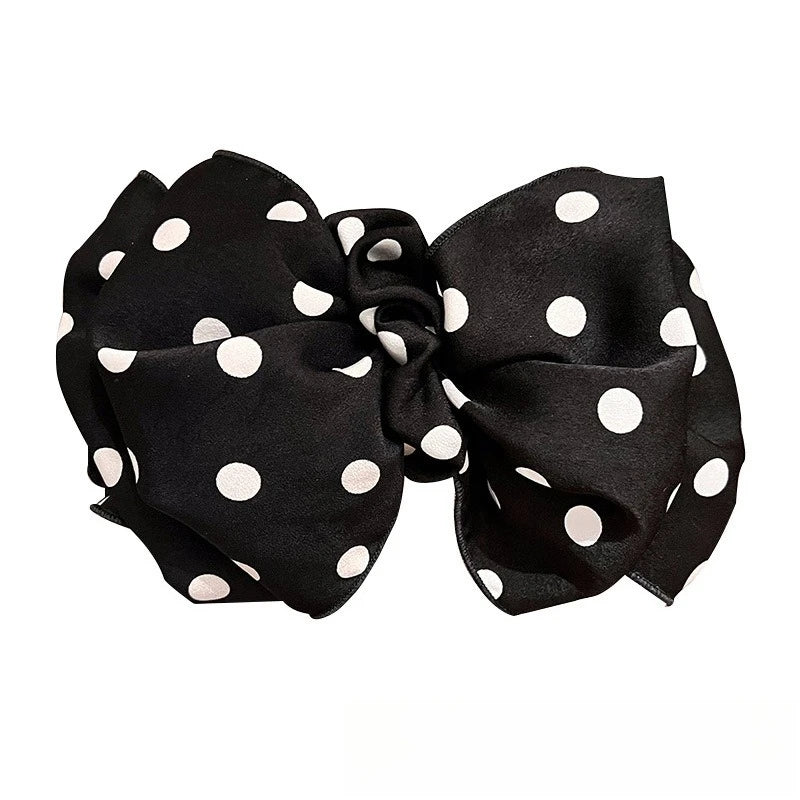Polka Dot Bubble Hairpin Retro Fashionable Satin Spring Clip Korean Qme black