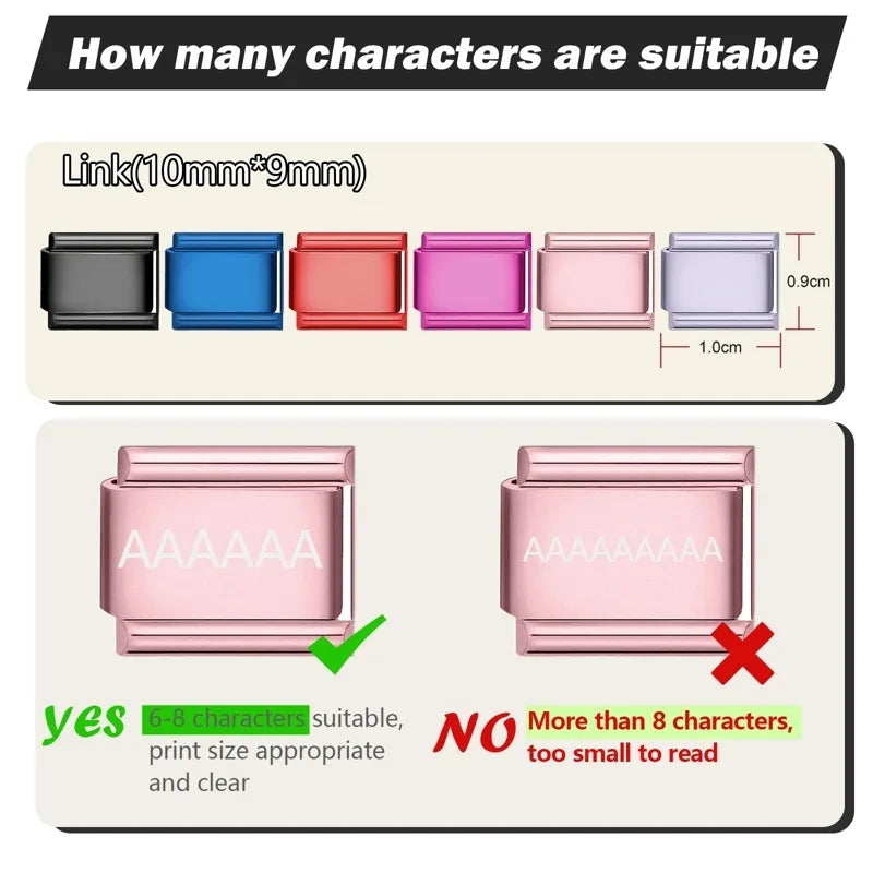 Trendy Couple Memorial Day Name Customization Italian Charm Link Fit 9mm Stainless Steel Bracelets DIY Beads Making Hand Chains Qme
