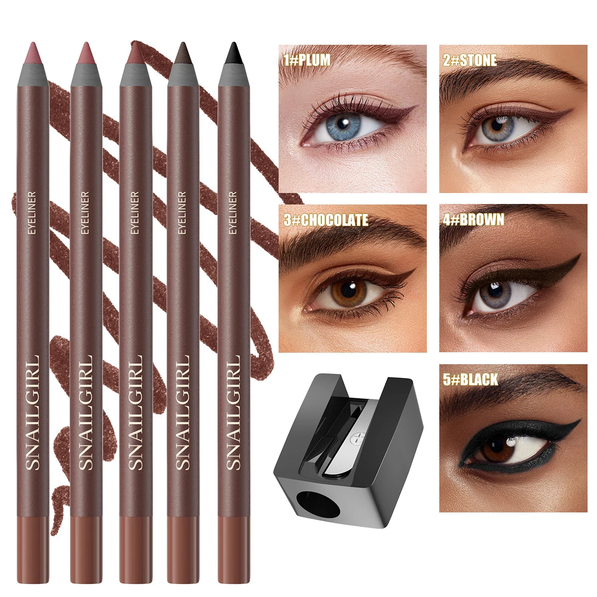 Eyeliner Pen, Waterproof And Sweatproof, Long Lasting Smudge ProofHard Refill Eyebrow Pencil Qme