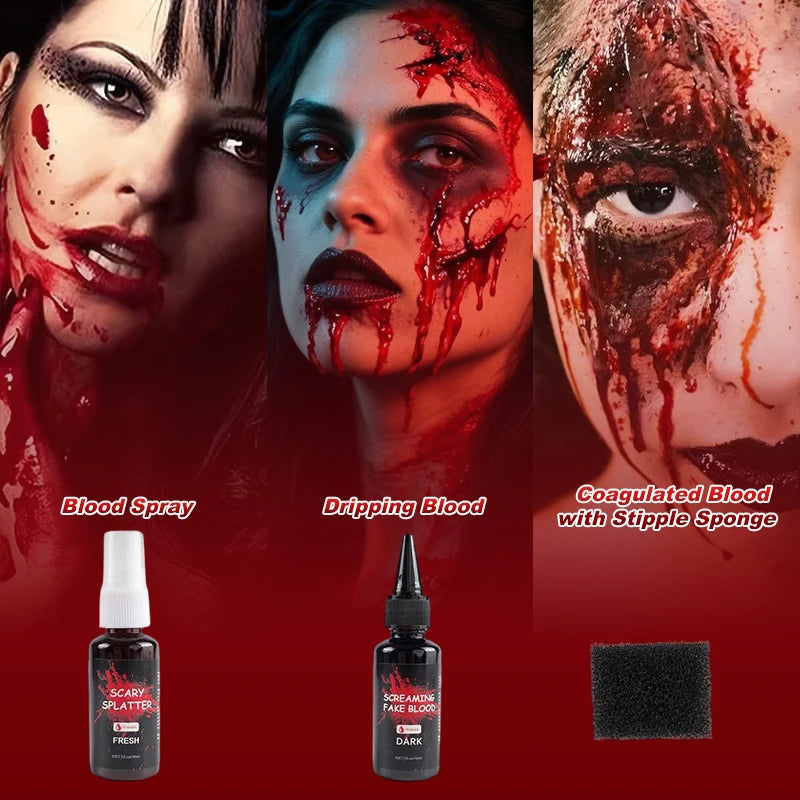 Halloween SFX Makeup Scar Wax Fake Blood Spray Face Paint Sticks Qme