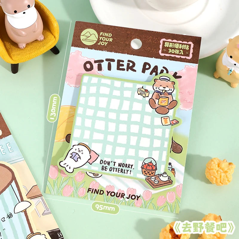 30 Pcs/book Creative Korean Stationery Cute Otter Multi functional Message Notes DIY Diary Album Scrapbook Office Supplies Qme A