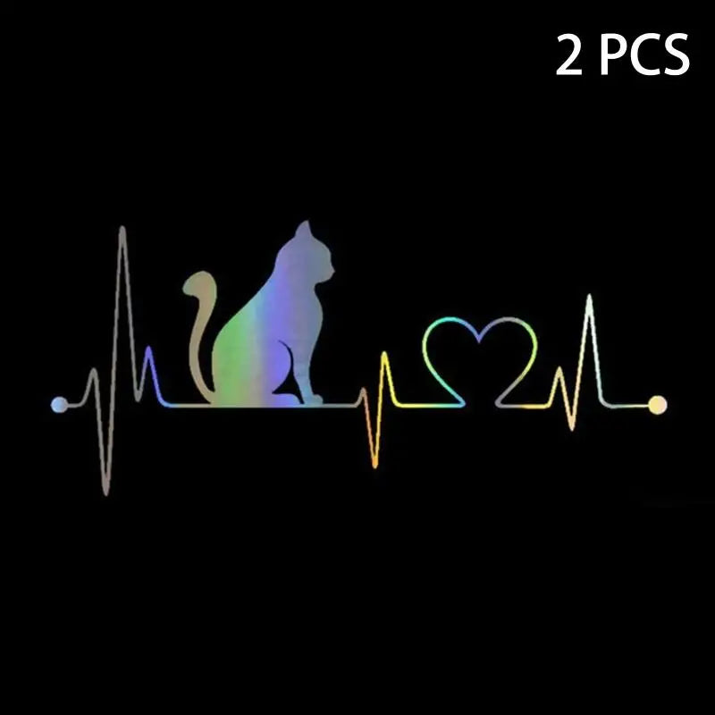 Car Sticker Pet Cat Heartbeat Lifeline Creative Truck Automobiles Qme A3