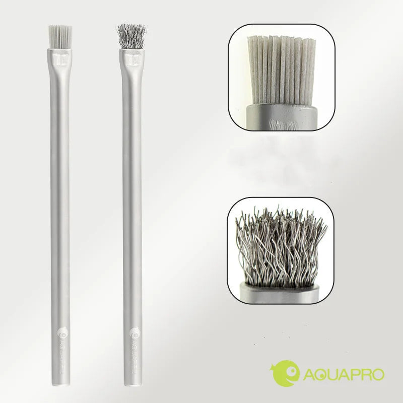 Aquapro Algae Brush Aquarium Accessory Fish Tank Cleaning Tool Stainless Steel Hard Pro Water Cleaner Remover Plant ADA Quality Qme
