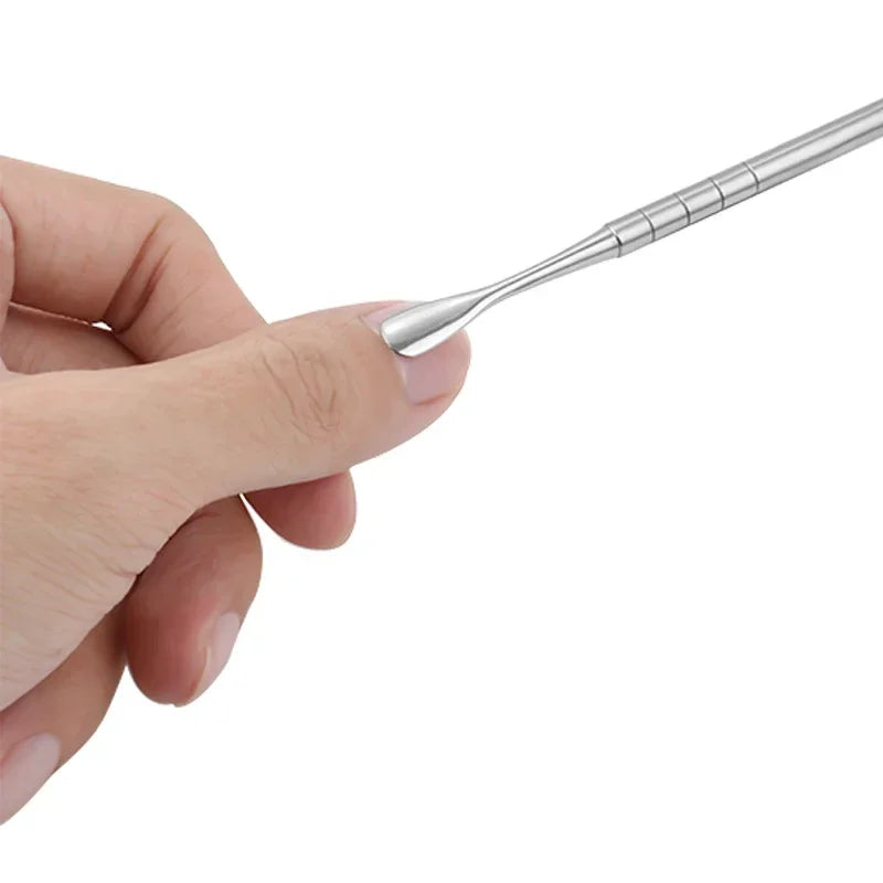 New Double-ended Nail Beveled Head Cuticle Pusher Remover Stainless Steel Cuticle Remover Manicure Sticks Nail Care Cleaner Tool Qme