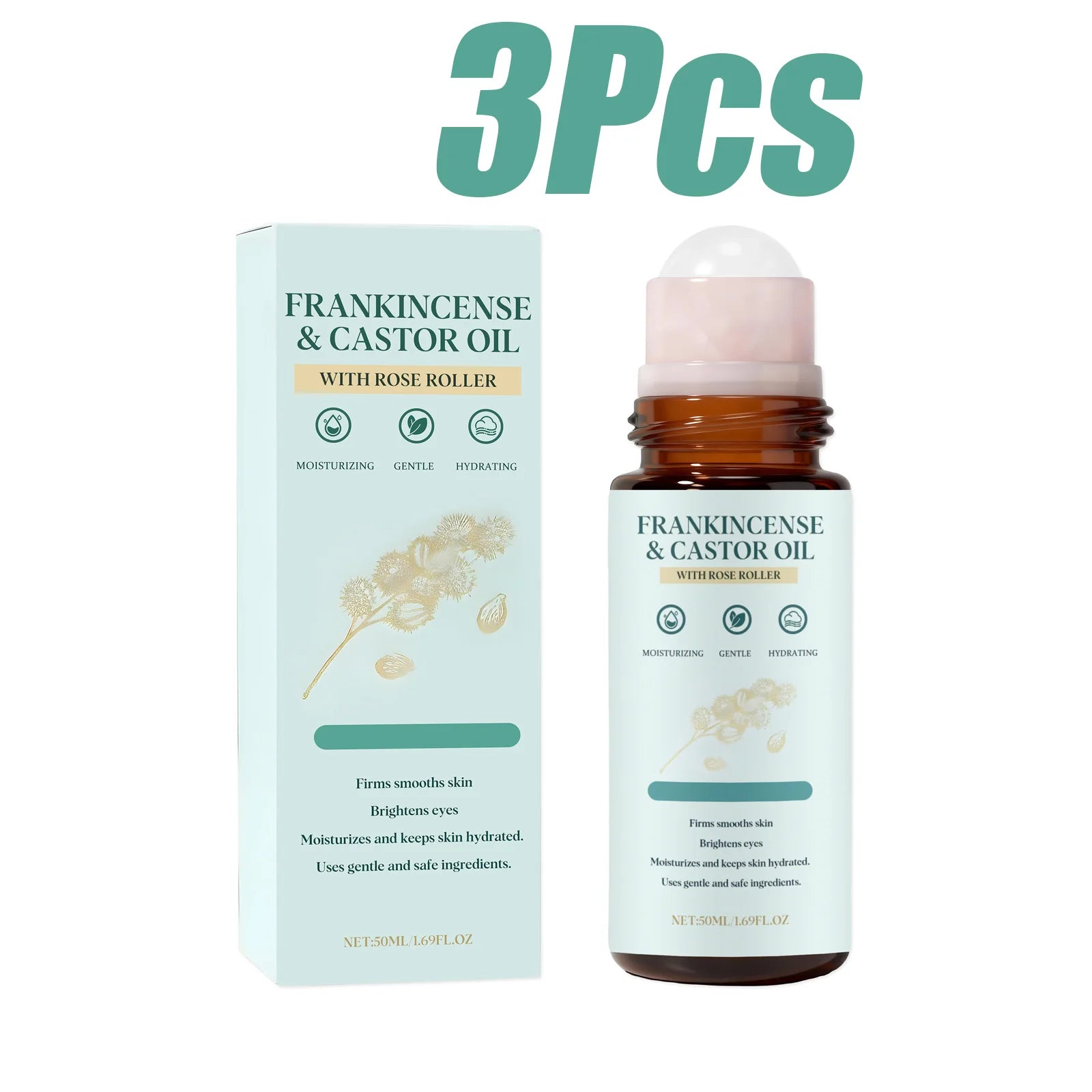Frankincense Castor Oil Rollerball Soothing & Nourishing Roll-On Oil Improve Dryness Repair Portable Aromatherapy Body Skincare Qme 150ml Boxed