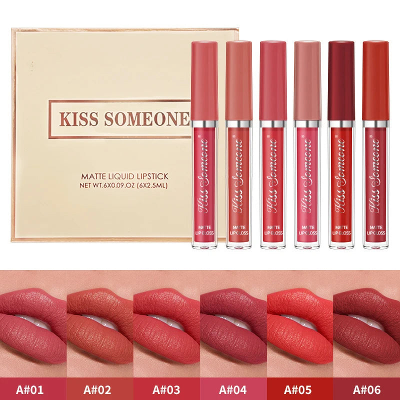 6pcs/1set matte lipstick set,long-lasting,non-stick cup,waterproof lipstick,suitable for Halloween,suitable for all skin types Qme 8015 A 15g