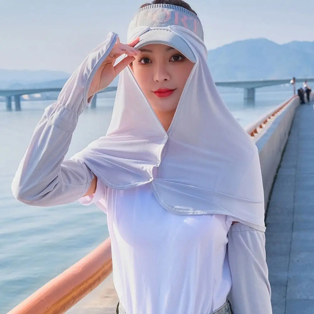 Breathable Solid Color Ice Silk Sunscreen Mask Quick Drying Scarves Cycling Scarf Neck Protector Shawl Face Veil Cycling Qme